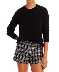 Aqua Rolled Edge Cashmere Sweater-Black-Small - Picture 1 of 4