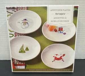 Pier 1 4er Set Weihnachten dekoriert Vorspeise/Dessert 6" Teller in Box - Bild 1 von 9