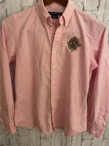Camisa Ralph Lauren Mujer 14 Rosa Calce Ajustado Oxford Botones Ecuestre - Imagen 1 de 9