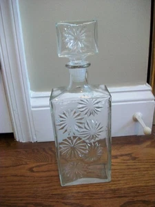 Ancienne carafe bourbon whisky quatre roses design Starburst avec bouchon vide - Photo 1/8