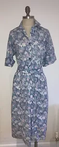 Vestido de Algodón Liberty Original Vintage con Cinturón Original, Talla 14 UK - Imagen 1 de 8