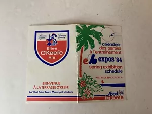1984 MLB Montreal Expos spring training schedule - O'Keefe beer- West Palm Beach - Picture 1 of 3