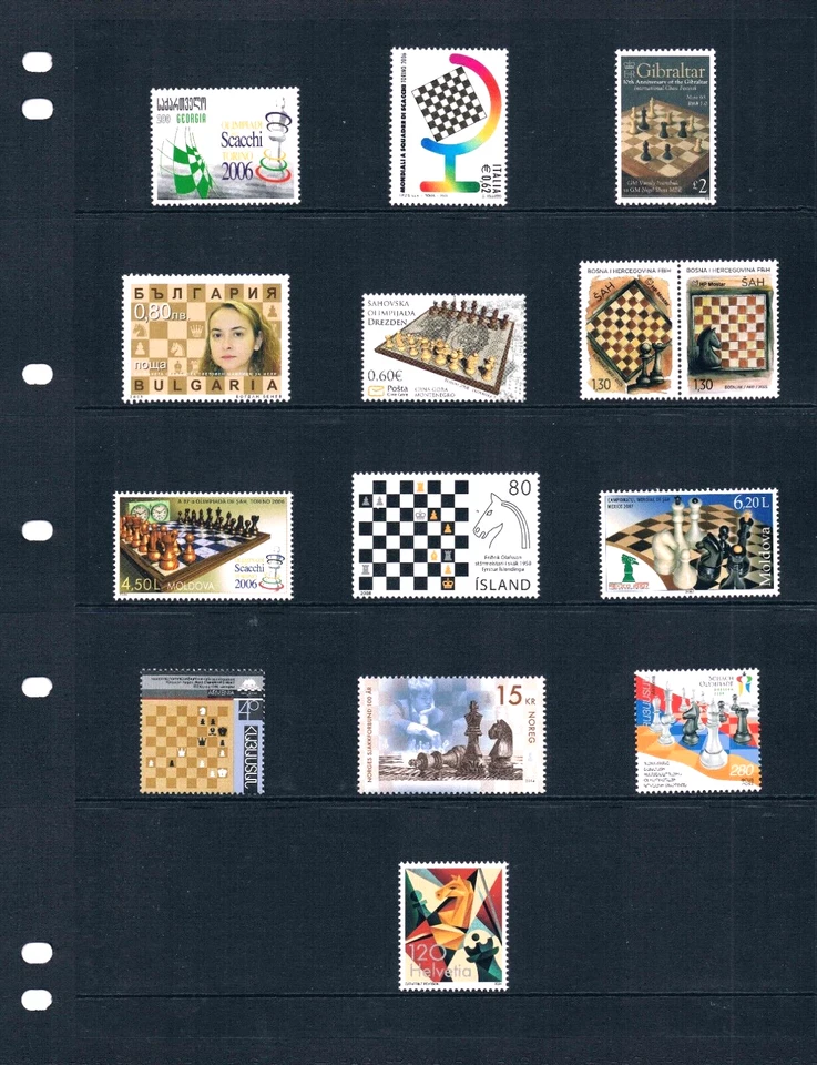 SPECIAL $161.05 Scott Value - 51 COUNTRIES Chess 51 countries MNH NH UMM - Image 1 of 3