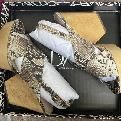 Sandalias plataforma con estampado de serpiente Diane von Furstenberg Liberty Roccia talla 8 M NUEVAS Foto 1 de 4