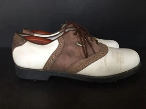 Etonic Difference Leather Spiked Mens Golf Shoes Saddle Brown White Size 9.5 - Picture 1 of 11