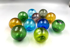 Lot of 11 Glass Float Buoy Balls Hand Blown Vintage Diameter 2" to 2.25"