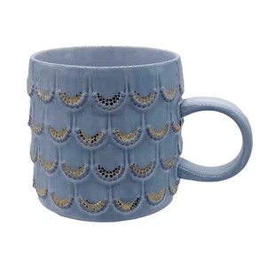 STARBUCKS Coffee 10oz Raised Mermaid Scales Ceramic 2016 Mug Grey Gold - Picture 1 of 6