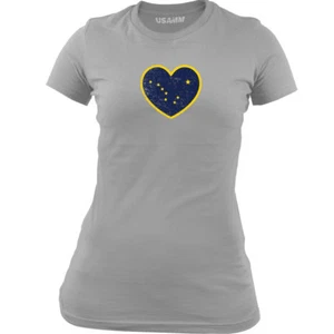 Original Ladies Alaska Heart State Flag T-shirt - Picture 1 of 4