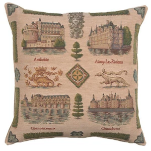 Throw Pillow Cover - France's Loire's Castles - Tapestry Cushion Cover 19x19 in - Picture 1 of 8