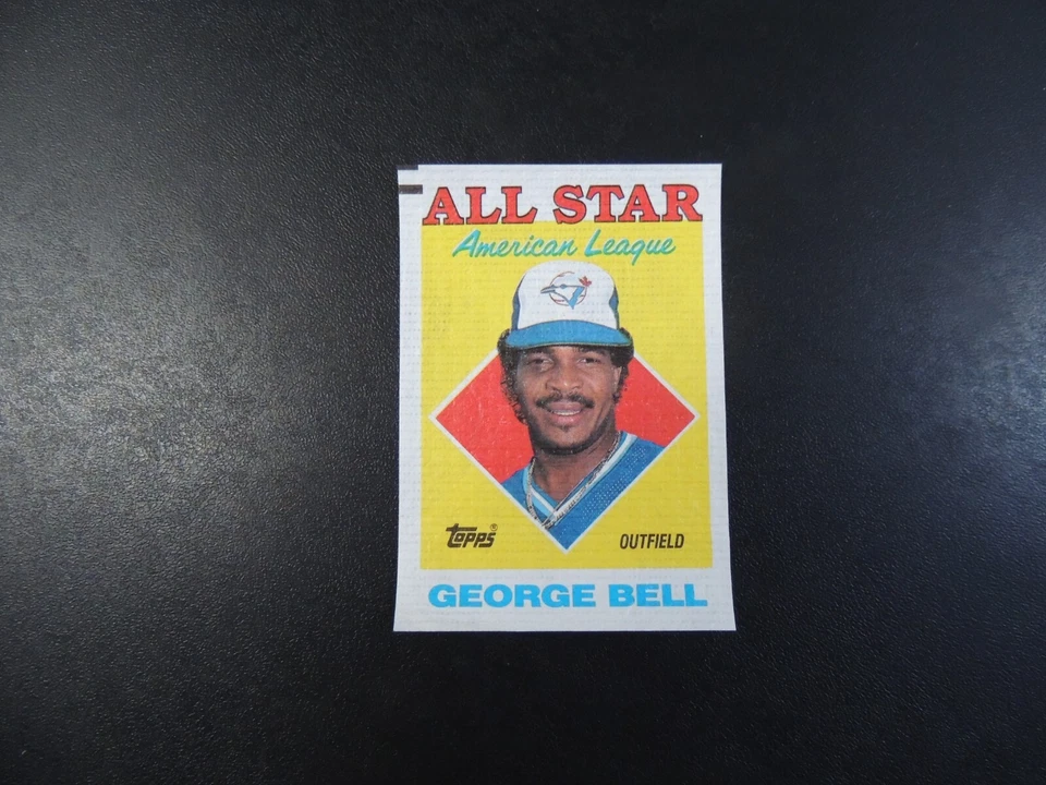 1988 Topps Cloth Blank Back Test Baseball Card George Bell Blue Jays Proof Promo - Image 1 of 2