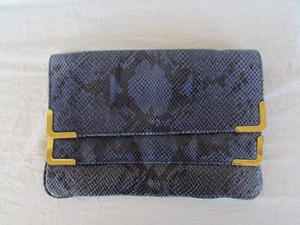 Michael Kors Leather Clutch Snakeskin Blue pre-owned - Picture 1 of 5