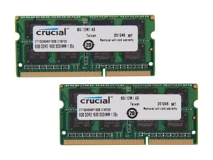 Crucial 16GB(2×8GB)PC3-12800 (DDR3-1600) 1.35V SODIMM Laptop CT2KIT102464BF160B - Picture 1 of 1