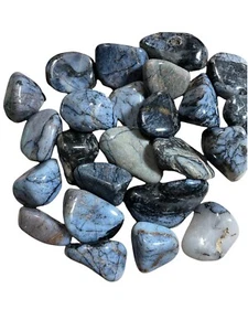 3x Blue Chert Tumbled Stone 25-35mm XL Reiki Healing Crystal Throat Chakra Truth - Picture 1 of 4