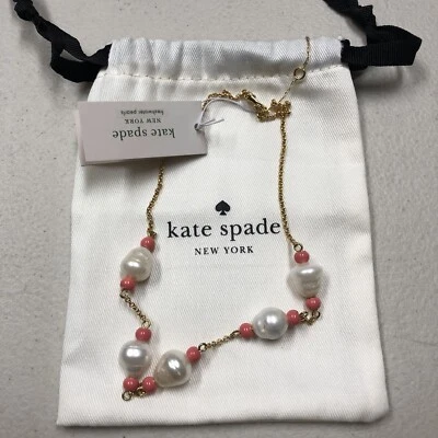 Collar Kate Spade Chapado en Oro CANDY GOTAS Perla de Agua Dulce Coral Cuentas Foto 1 de 3