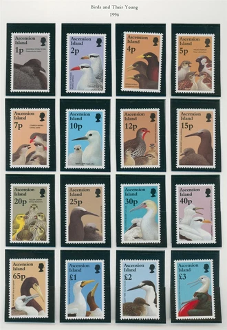 Ascension Scott #640-655 MNH Birds and Their Young FAUNA CV$31+ 396155 Cover