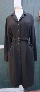 Vintage 90er schwarz Wolle Gabardine Gürtel minimalistisch Diana Slavin Mantel Gr. M - Bild 1 von 5