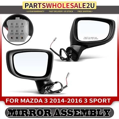Nuevo espejo retrovisor eléctrico 2 piezas con plegable manual para Mazda 3 3 Sport 2014 2015 2016 Foto 1 de 4
