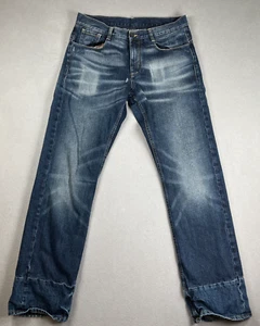 Japanese Selvedge Denim Jeans Mens 34x34 Straight Leg Button Fly Dirty Washout - Picture 1 of 19