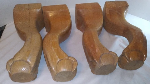 4 Solid Wood Vintage Claw Foot Table/ Chair Legs 17" inches to top HEAVY Cover
