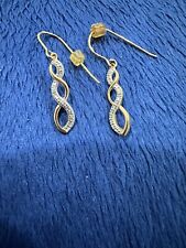 Ross Simmons Gold Plated Sterling Silver 925 Twisted Dangle Earrings, 1.5in