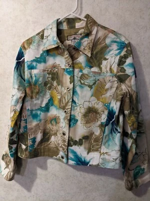 Caribbean Joe короткий блейзер куртка цветочный многоцветный женщин SZ M - Изображение 1 из 4