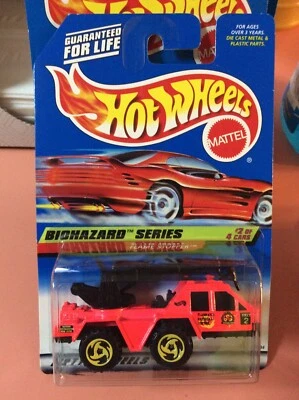 Hot Wheels 1997 Collector #718 Biohazard Series Flame Stopper Pink #2of4 Mattel  - Image 1 of 2
