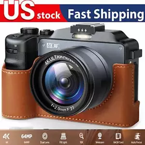 4K Dual Lens Autofocus Digital Camera 64MP 3.0'' Screen 18X Zoom Xmas Gift &64GB - Picture 1 of 9
