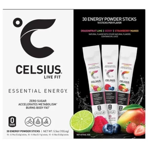 Celsius Essential Energy, Zero Sugar, Assorted Flavors, 30 Energy Powder Sticks - Picture 1 of 11