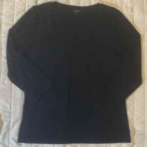 Camicia Talbots donna grande nera manica 3/4 scollo a scoop top classica tutti i giorni - Foto 1 di 8