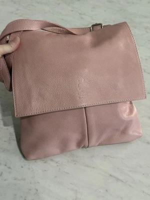 Pink Vera Pelle Ladies Genuine Leather Flap Cross Body Women Shoulder Side Bag - Image 1 of 4