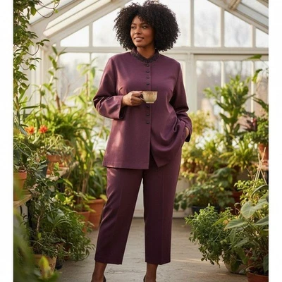 De Colección Cynthia Howie Mujer 22W TOP 2 piezas Set 18W PANTALONES Maggy Boutique Relajado Cómodo Foto 1 de 4