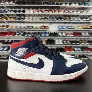 Nike Air Jordan 1 Mid SE USA Olympic White Navy Blue Red 852542-104 Men Sz 10.5 - Picture 1 of 8