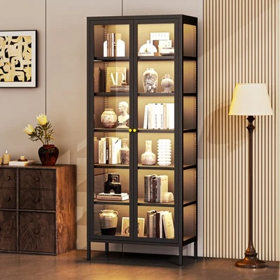 Vitrina de acero 67" 6 niveles 13 LED estantería de almacenamiento de curiosidades estante ajustable Foto 1 de 4