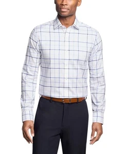Tommy Hilfiger Mens Slim fit Dress Shirt Small 14.5 in 32-33 White Purple Plaid - Picture 1 of 2
