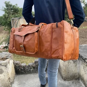 Bolsa de cuero bolsa de viaje equipaje deportivo real bolsa de mar fin de semana noche - Imagen 1 de 9
