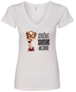 Camisetas divertidas con cuello en V con citas de alcohol de sarcasmo | Todas las tallas y colores | ¡NUEVAS! - Imagen 1 de 24