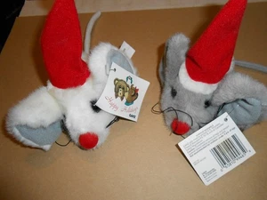 PAIR  GANZ MERRY MICE #HX2792 ONE WHITE ONE GREY - Picture 1 of 4