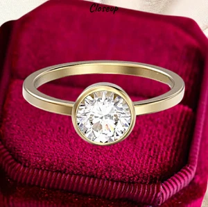 2.00 Ct Round Cut IGI Lab Grown Diamond Engagement Ring 18k Yellow Gold Size 6 - Picture 1 of 14
