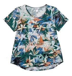 Christopher & Banks, Floral Multicolor Tropical Print T-Shirt, Gr. L - Bild 1 von 4