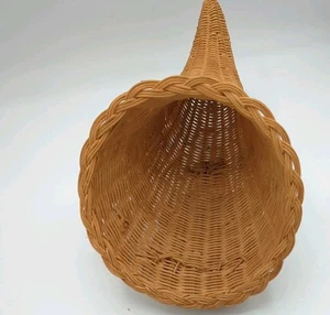 Cesta de mimbre tejida Cornucopia cosecha rústica granja boho decoración de mesa de pared - Imagen 1 de 4