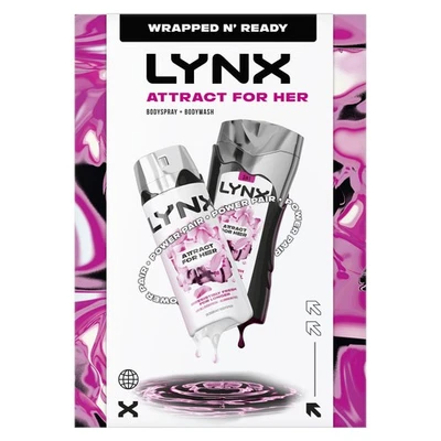Lynx Attract for Her Gift Set- 50ml Body Spray & 225ml Body Wash, Fresh