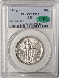 1928 Oregon Trail Commemorative Half Dollar PCGS MS-65 CAC - Picture 1 of 2