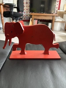 Vintage Cast Iron Red Elephant Doorstop - Picture 1 of 8