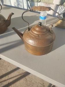 Vintage Copper Tea Kettle with Wood Handle Large 12 Quart.  - Picture 1 of 15