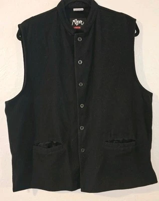 ROPER Vintage Hombre NEGRO Mezcla Lana Chaleco Abotonado Western Talla Mediana Corbata Show Foto 1 de 4