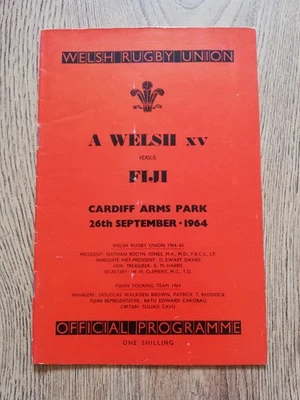 A Welsh XV v Fiji Sept 1964 Rugby Programme - Image 1 of 2