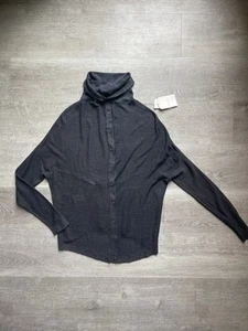 (NWT) Inhabit 100% Linen Turtleneck Button Front Gray Long Sleeves Shirt Size P - Picture 1 of 9