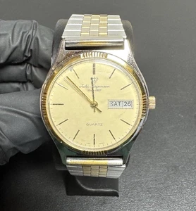 Jules Jurgensen Quartz Watch Two-Tone Day Date Gold Dial Vintage Men's - Picture 1 of 4