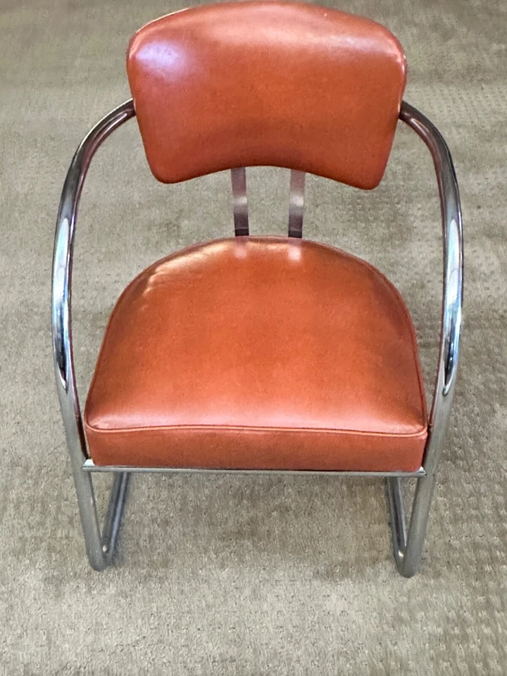 LOTE 9 sillas voladizas vintage Art Deco dobladas de cromo y vinilo - accesorio americano Foto 1 de 4