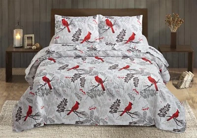 Virah Bella - Cardinals - Lightweight Reversible Quilt Set in Tote - Image 1 of 4